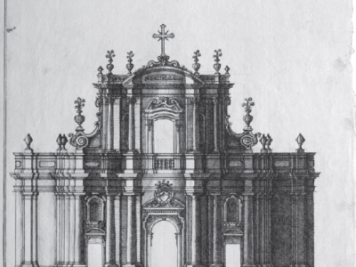 R. Gagliardi, Scenografia G, chiesa di San Domenico a Noto (DARCH, ex coll. Di Blasi) in ROSARIO GAGLIARDI (1690 CA. - 1762), catalogo della mostra a cura di Marco Rosario Nobile e Maria Mercedes Bares